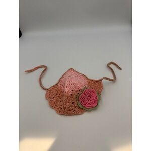 Hand‎ Crocheted Baby hat pink green